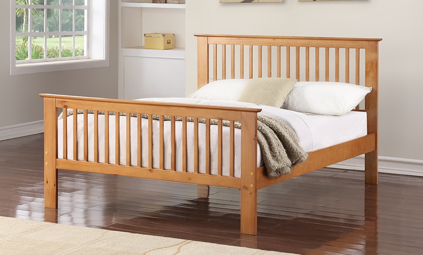 Image 4: Pine Wood Bed Frame