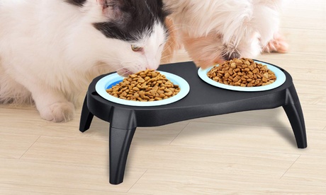 1 o 2 set pieghevoli con ciotole e supporto per dare da mangiare agli animali domestici