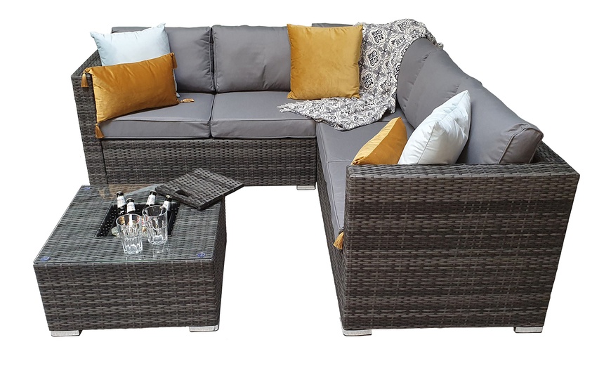 Image 3: Rattan Effect Corner Sofa Set