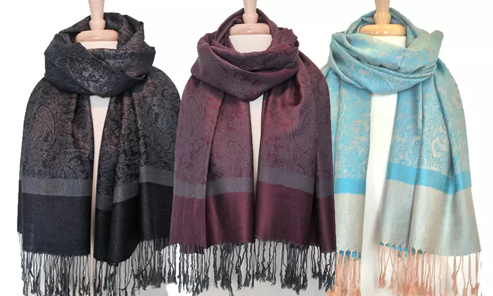 Azuri Paisley Jacquard Pashmina Shawl - Primary Image