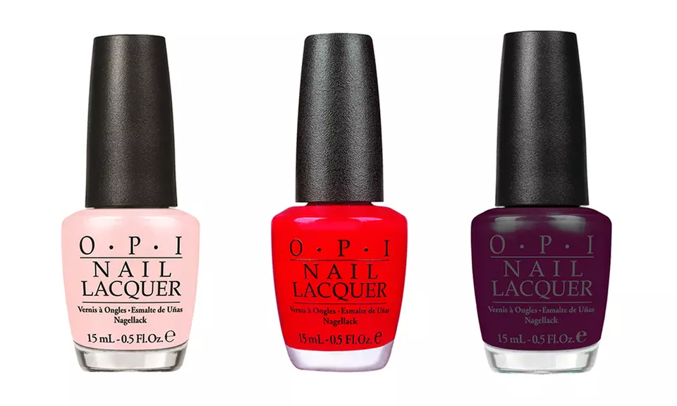 3-Pack of OPI Nail Polish in Passion, Big Apple Red, and Lincoln Park After Dark - Primary Image