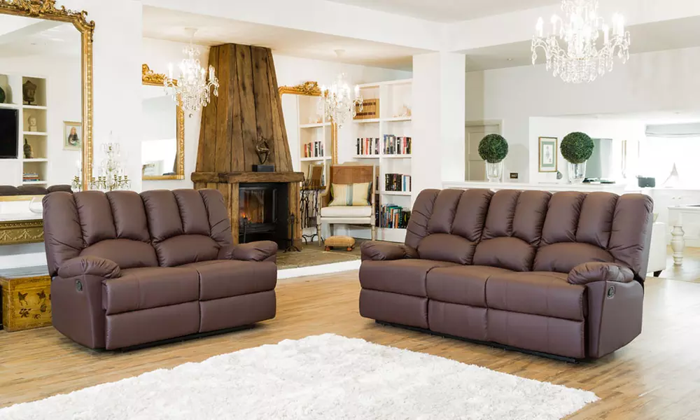 Catalonia 3 + 2 Bonded Leather Reclining Sofa in Choice of Colour for £599.99 With Free Delivery (78% Off) - Primary Image