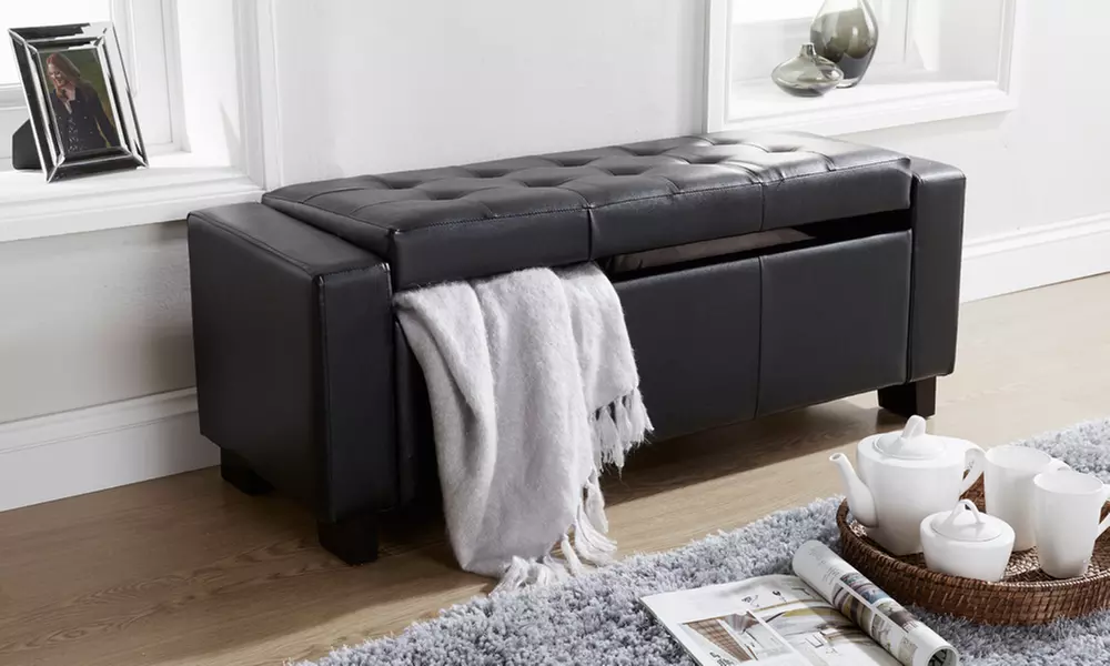 Verona Ottoman Storage Bench in Black or Brown for £59.99 With Free Delivery (57% Off) - Primary Image