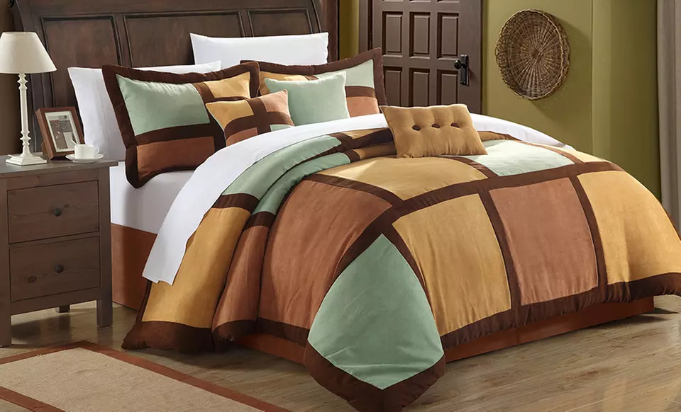 Microsuede Patchwork Comforter Set (7-Piece) - Primary Image