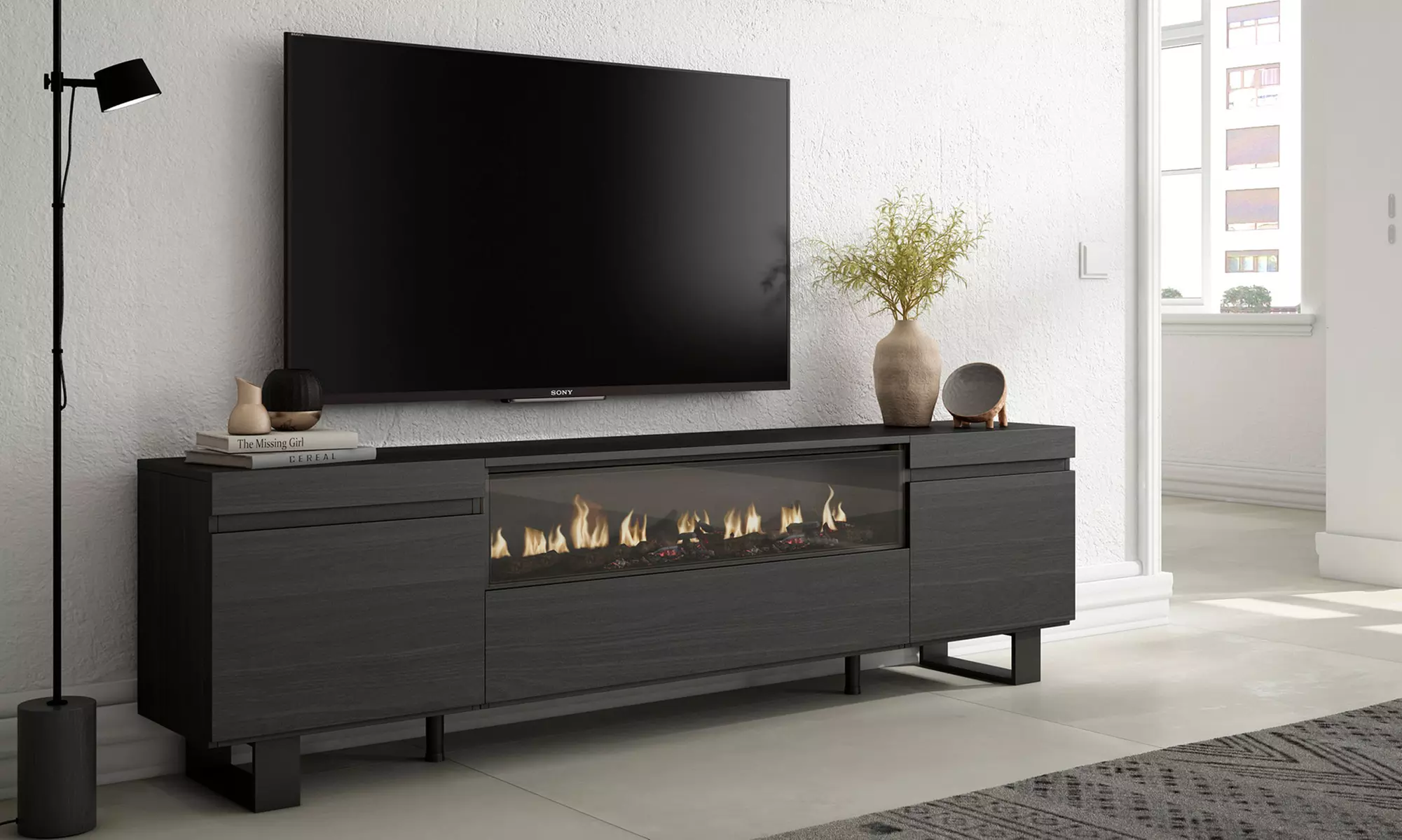 TV-Schrank mit/ohne LED-Elektrokamin