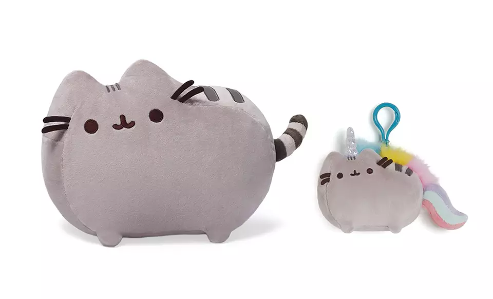 Pusheen the cat Plush Toy and Backpack Clip Set - Primary Image