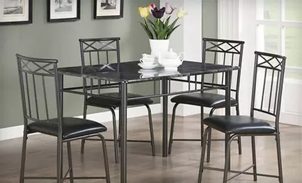 $219 for a Faux-Marble-Top Five-Piece Dinette Set. Shipping Included ($392 Total Value). Three Colours Available. - Primary Image