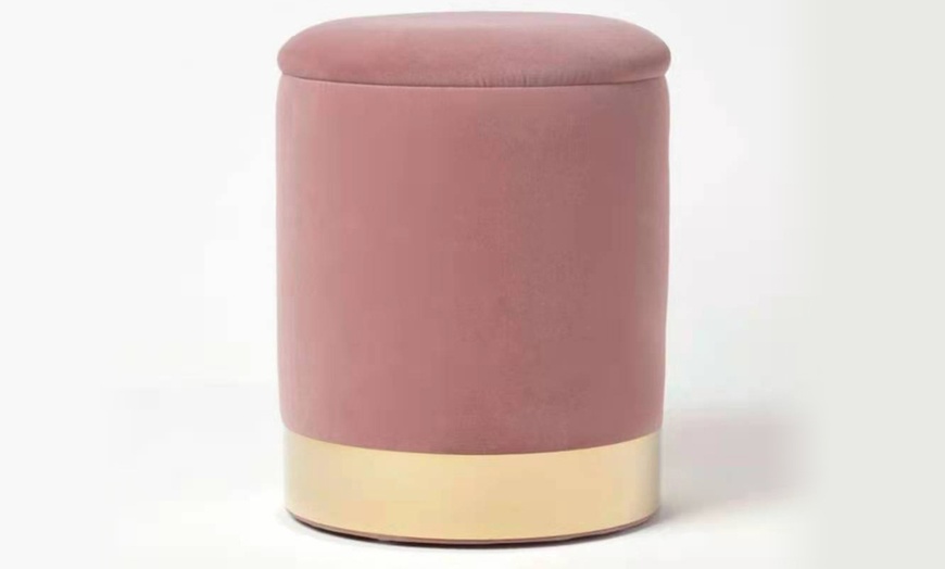 Image 21: Velvet Ottoman Upholstered Stool