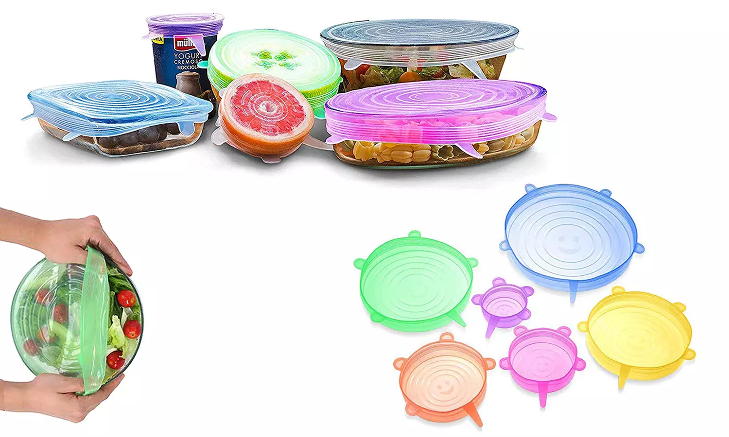 Stretchable Silicone Cover Lids (6-Piece) - Primary Image