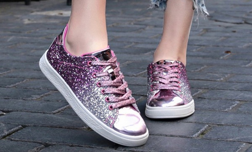 Image 3: Women's Flat Sequin Shoes