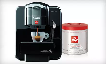 $175 for a Gaggia for Illy Plus Single-Serve Espresso Machine with 21 Medium-Roast Capsules from Whole Latte Love ($314.99 Value). Shipping Included. Valid in Contiguous U.S. Only. - Primary Image