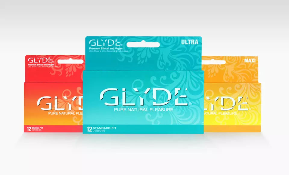 12-Pack of GLYDE Certified Ethical and Vegan Condoms. Multiple Fits Available. - Primary Image