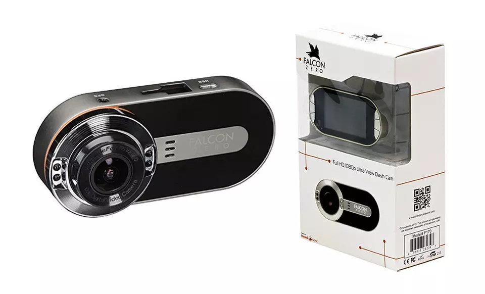 Falcon Zero F170+ Full-HD 1080p GPS Dash Cam with 32GB Class 10 SD Memory Card - Primary Image