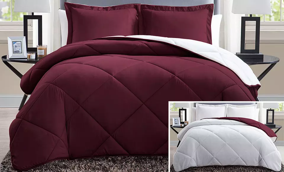 Down Alternative Reversible to Fleece Box-Pleat Comforter Set - Second Medium