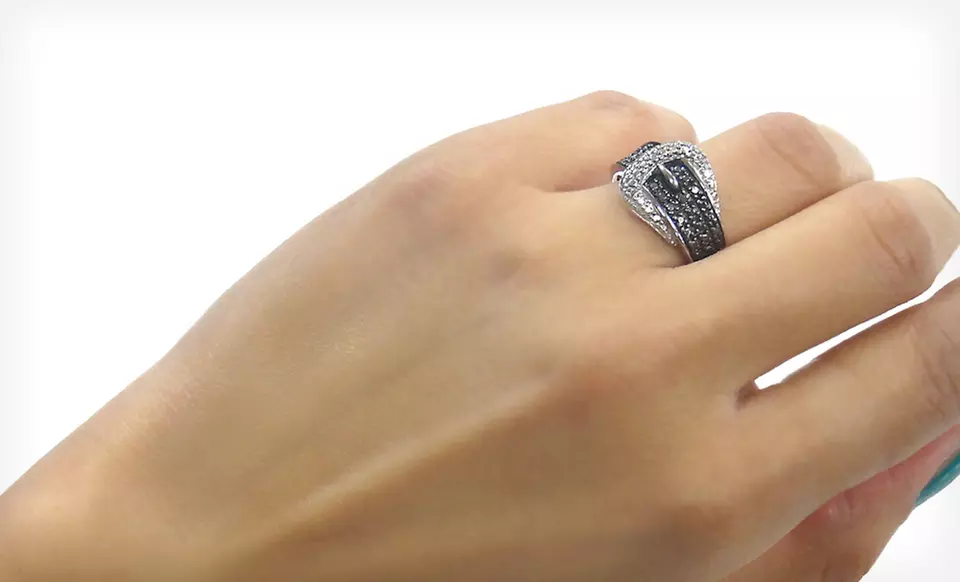 $19.99 for a Sterling Silver Black Diamond–Accented Belt Buckle Ring ($75 List Price). Free Shipping and Returns. - Second Medium