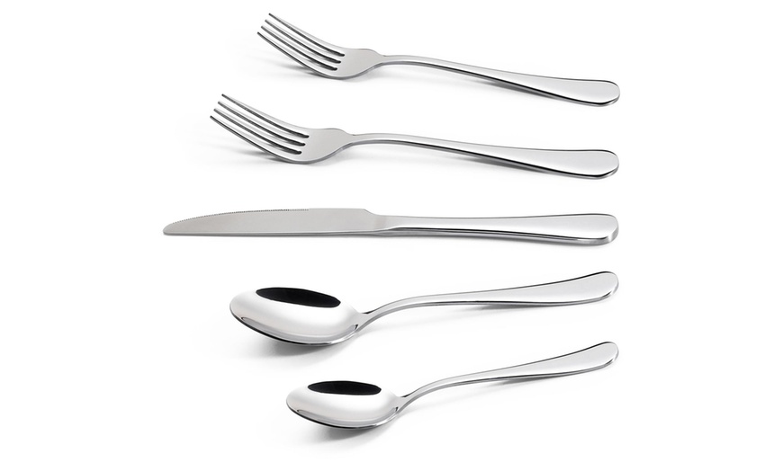 Image 6: 20- or 24-Piece Polished Mirror Finish Stainless Steel Cutlery Set