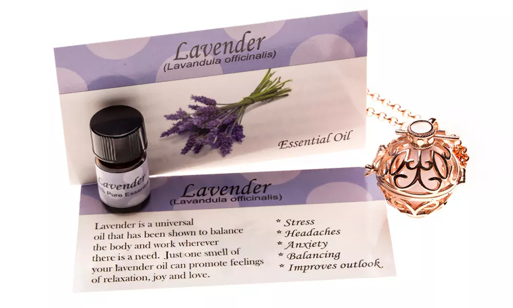 Essential Oil Diffuser Necklace Rose Gold with Free Lavender Essential Oil - Second Medium
