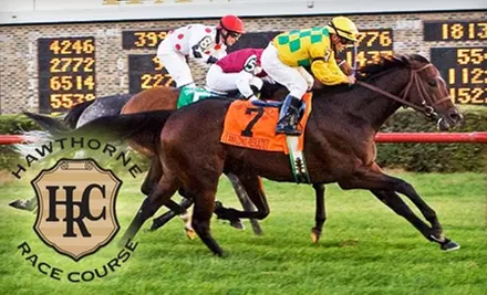 $20 for Admission, Simulcast Programs, $25 Worth of Refreshments, and Two $5 Bets at Hawthorne Race Course ($39.50 Value) - Primary Image
