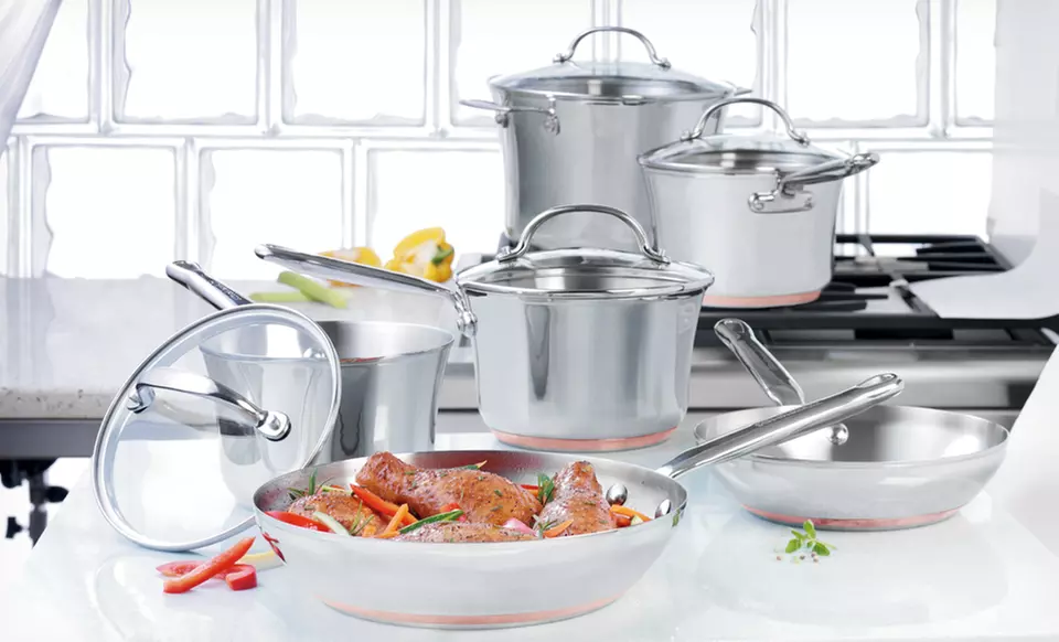 $169.99 for a KitchenAid Gourmet Distinctions Stainless Steel Cookware Set ($440 List Price). Free Shipping & Returns. - Primary Image
