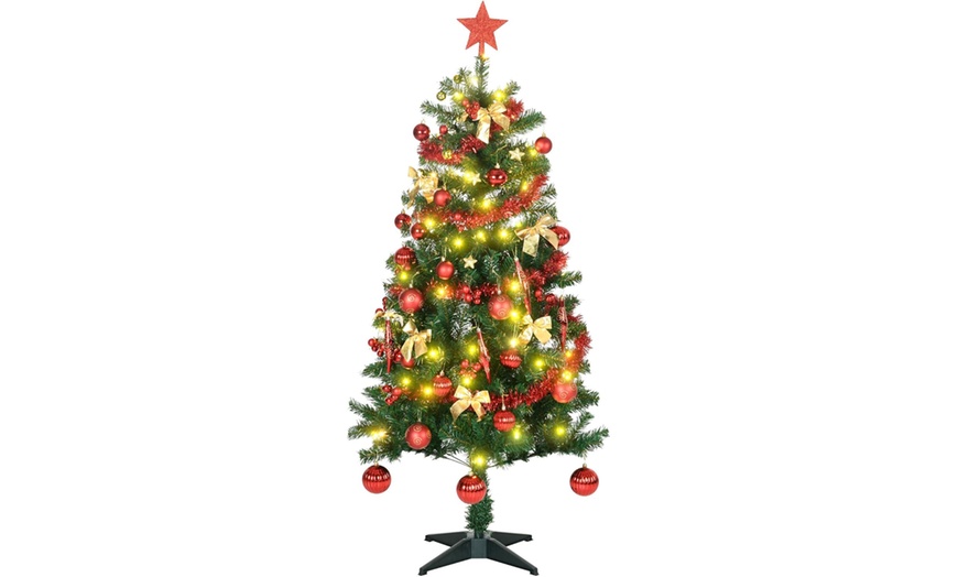 Image 6: HomCom 5ft Artificial Prelit Christmas Trees Holiday Decor