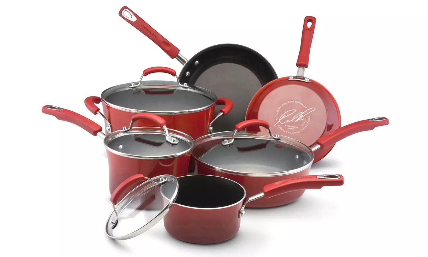 Rachael Ray 10-Piece Hard Enamel Nonstick Cookware Set - Primary Image