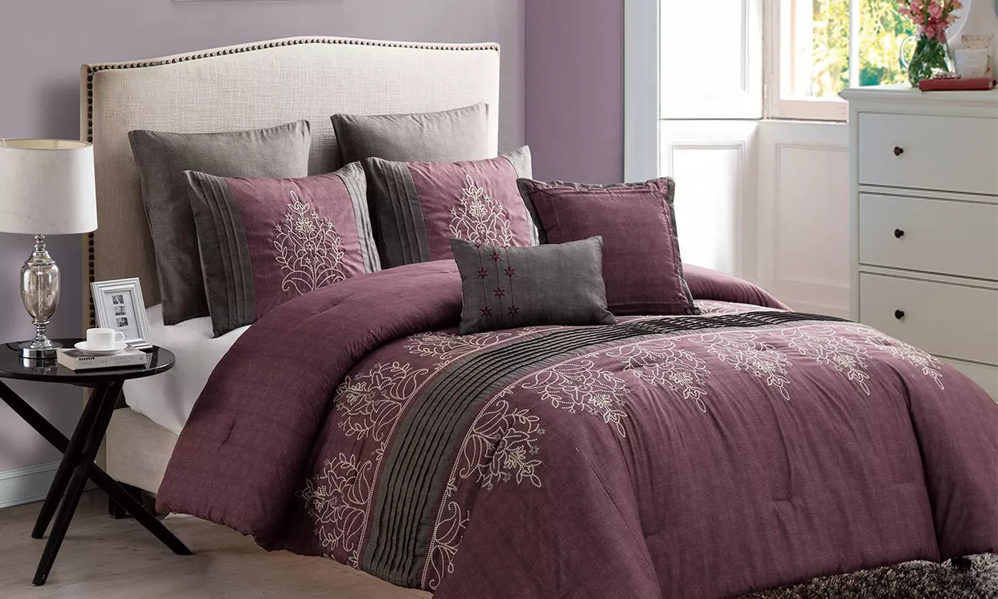 Chambray Embroidered Comforter Set (7-Piece) - Primary Image