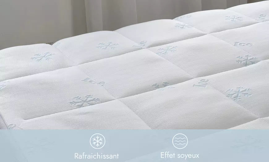 Image 3: Surmatelas spécial été 100% microfibre tissu Ice Cool rafraîchissant