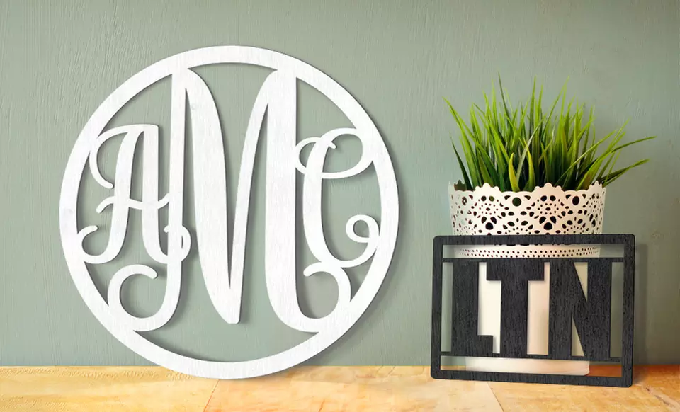 8", 12", 16", or 20" Wood Wall Monogram from WallLetters.com (50% Off) - Primary Image