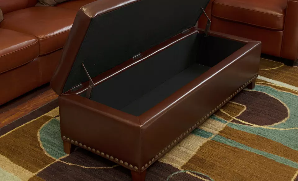 $99.99 for a Great Deal Furniture Leather Storage Ottoman (Up to $299.99 List Price). 2 Styles Available. Free Returns. - Second Medium