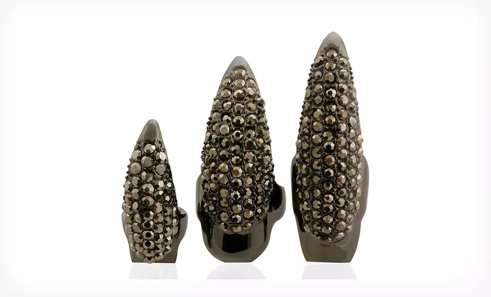 $9.99 for a Set of 3 Austrian Crystal Nail Rings in Black, Champagne, or White ($79.99 List Price). Free Returns. - Second Medium