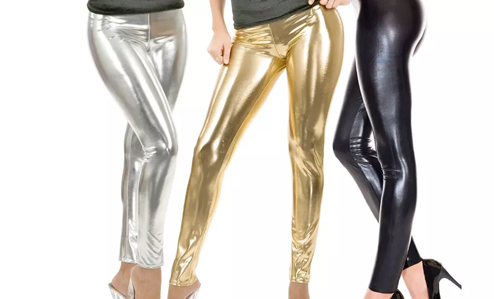 Liquid Metallic Leggings. Regular and Plus Sizes Available. - Primary Image