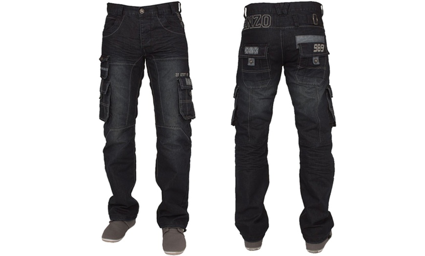 Image 6: Enzo Men's Cargo Combat Jeans