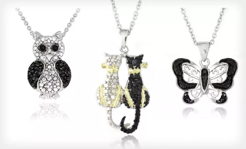 $8.99 for a Black-Diamond-Accented Animal Pendant ($80 List Price). 13 Styles Available. Free Returns. - Second Medium