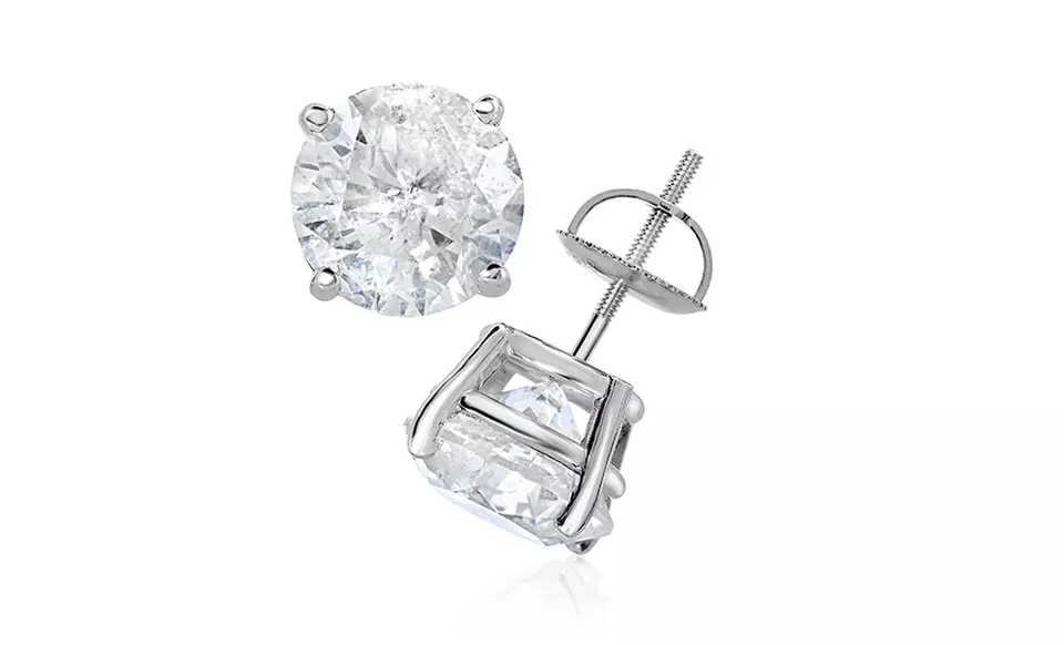 2.00 – 4.00 CTTW Certified Diamond Stud Earrings in 14K White Gold by Diamond Affection - Primary Image