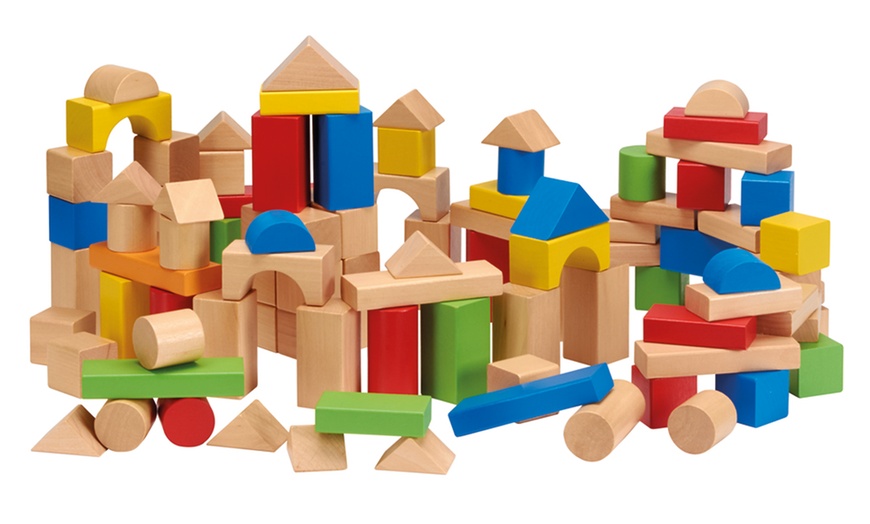 Image 2: Wooden 100-Piece Block Playsets