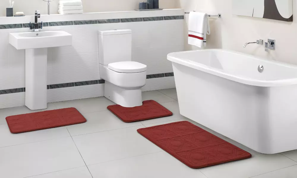 Byzantine Fleece Memory Foam Bath Rug Set (3-Piece) - Second Medium