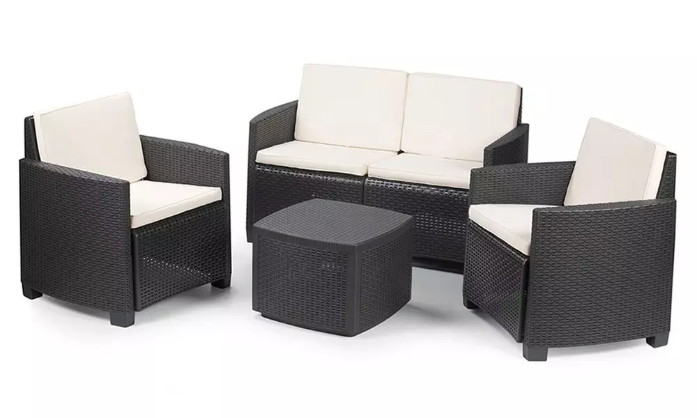 Conjunto de jardín Etna con 1 mesa, 2 sillones individuales y 1 sofá doble - Second Medium