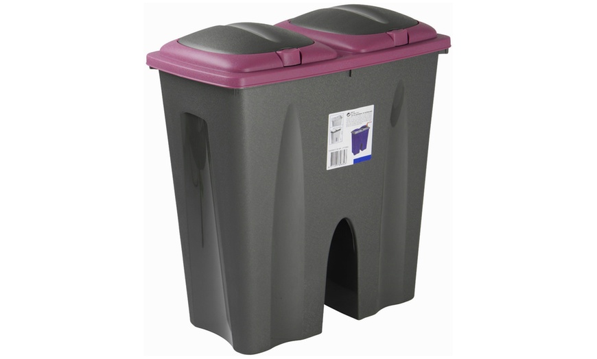 Image 7: Double Recycling Waste Bin 50L