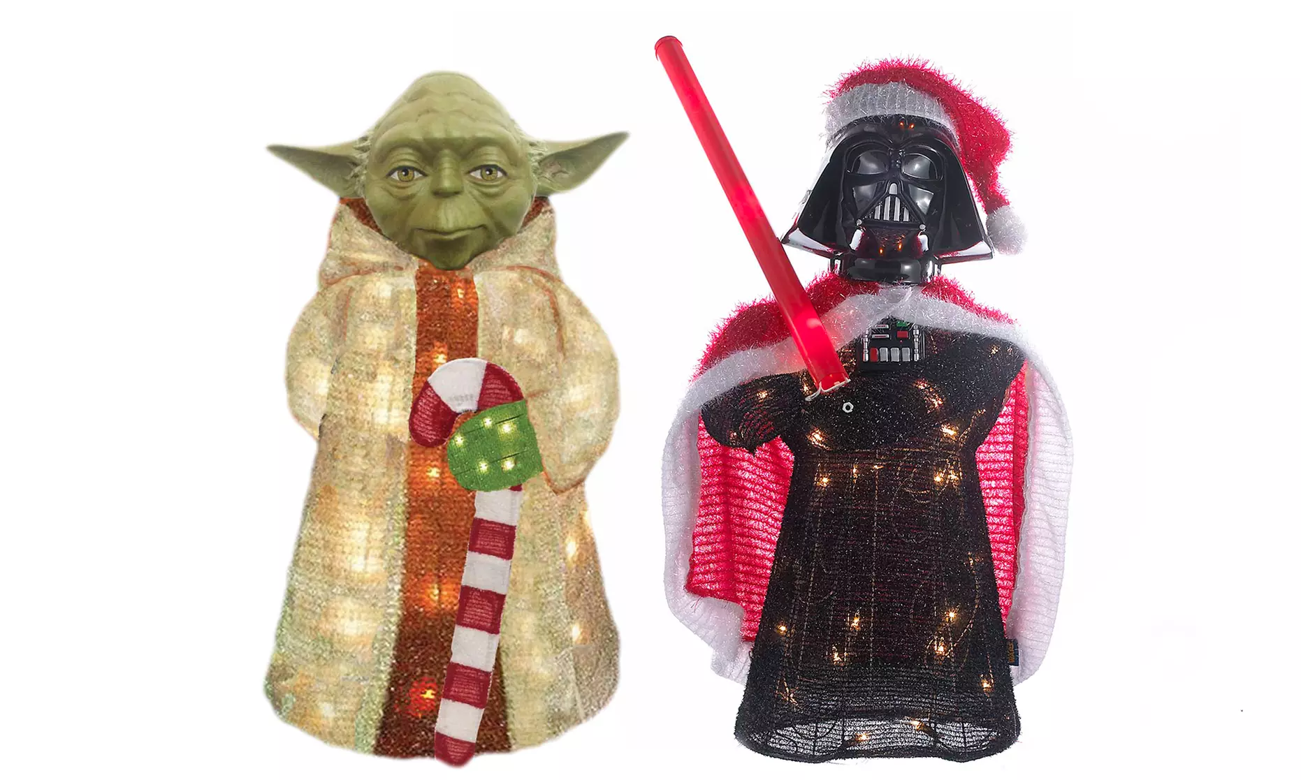 Kurt Adler 28" Star Wars Yoda and Darth Vader Light-Up Tinsel Lawn Decor - Primary Image