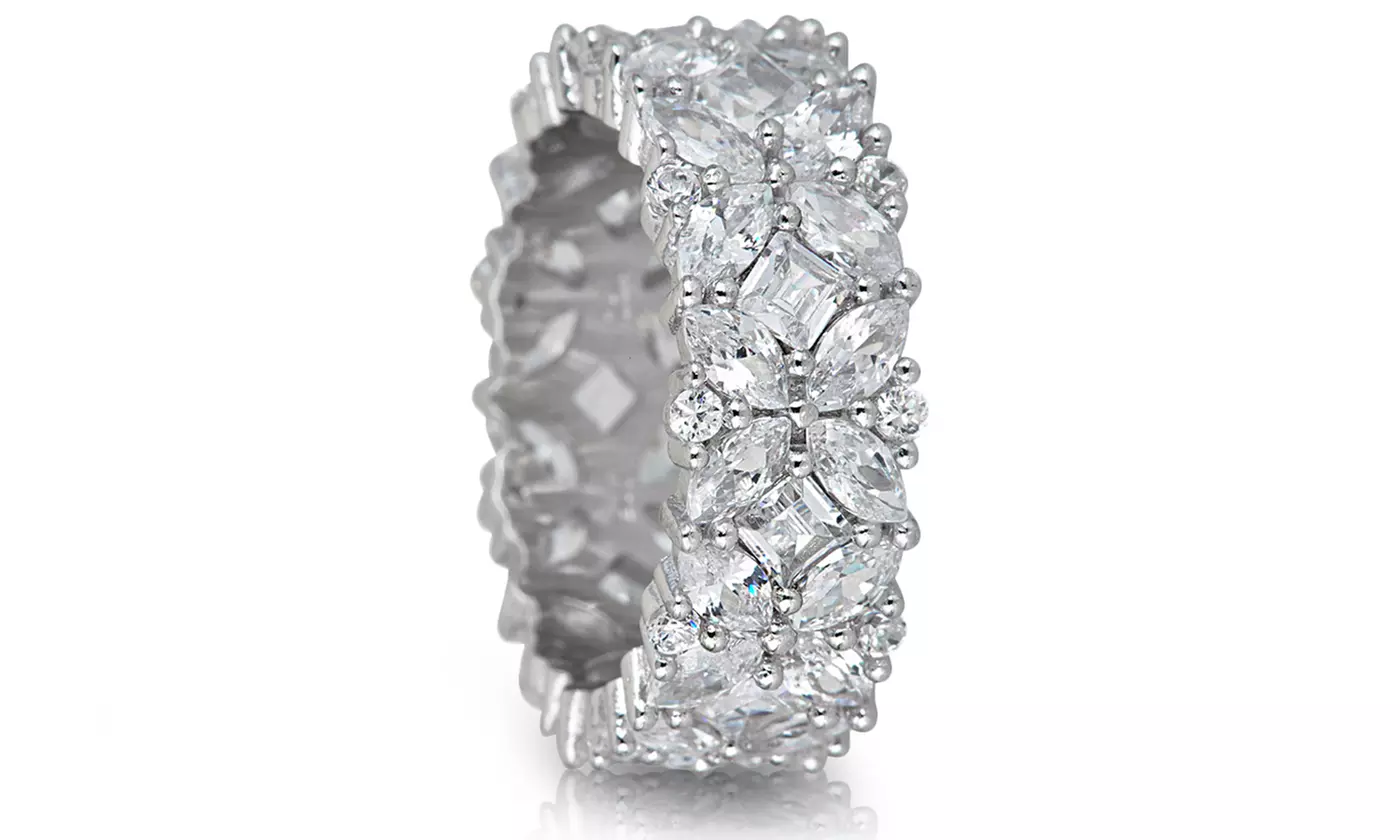 2.40 CTTW Multi-Cut Cubic Zirconia Eternity Ring in Sterling Silver - Primary Image