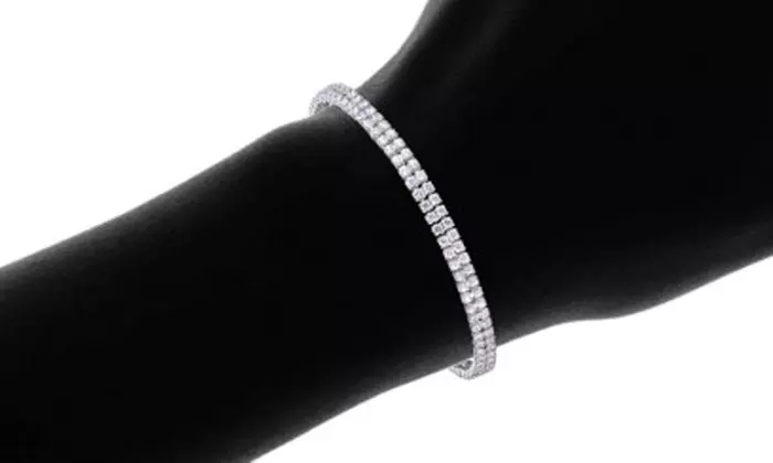 3 karaat 'Twin-Row' armband versierd met saffier gesimuleerde stenen