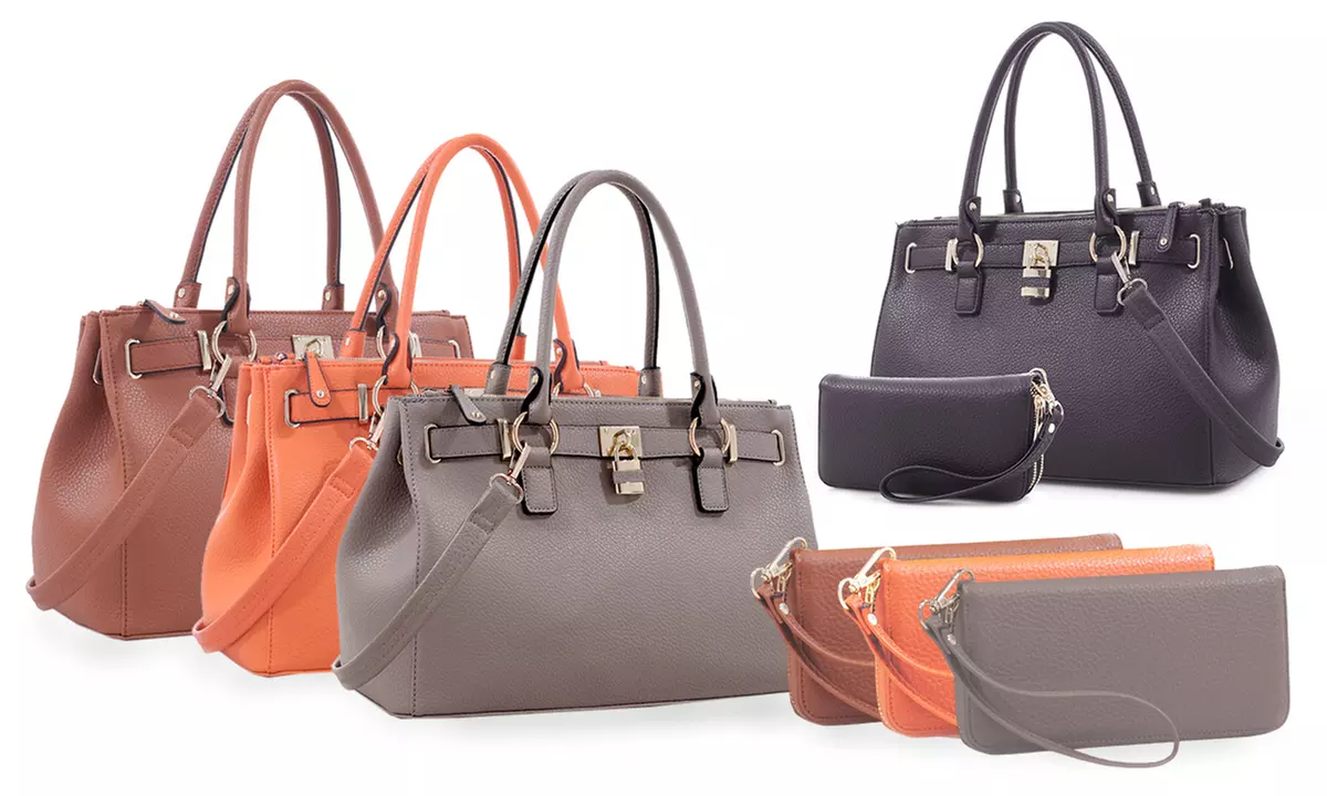 Deluxity Portia Satchel Handbag and Wallet Set - Primary Image