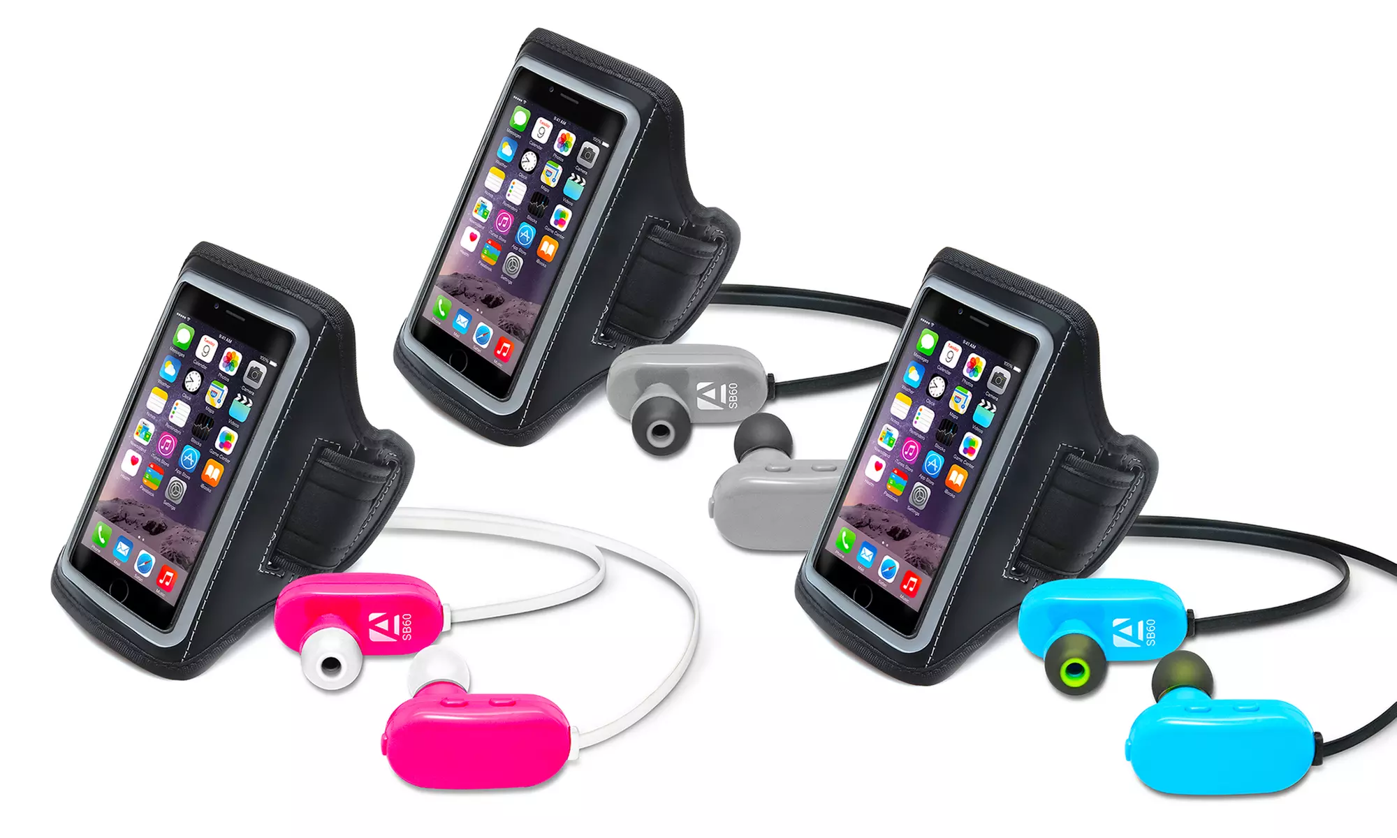 Aduro Sport Bluetooth Sweat-Resistant Earbuds with Mic and iPhone Armband - Primary Image