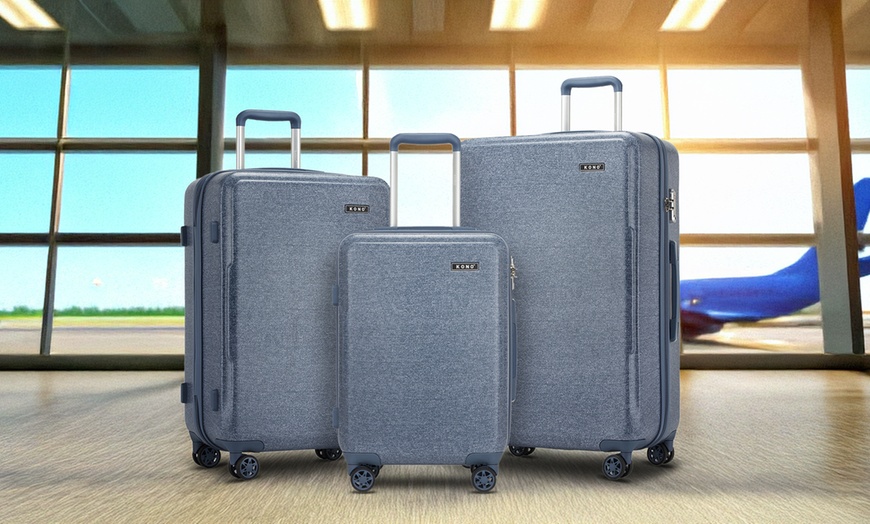 Image 1: Lot de 1 ou 3 valises bleues Kono en coque dure