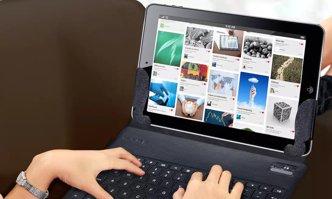 Hype Ultra Slim Bluetooth Keyboard Folio Case with Built-In-Stand for iPad - Primary Image