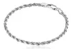 Gift for Men: Italian Solid Sterling Silver 4MM Rope Chain Bracelet 8" or 9" - Second Medium
