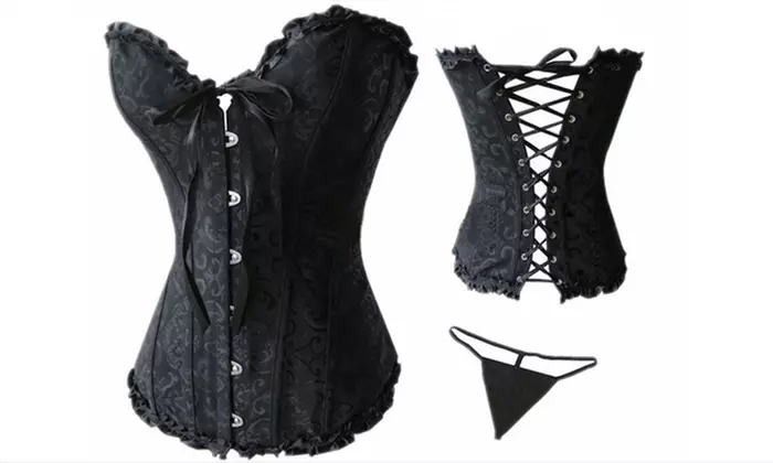 Embroidered Corset and G String Set in Choice Of Colour for £14.99 (62% Off) - Image 4