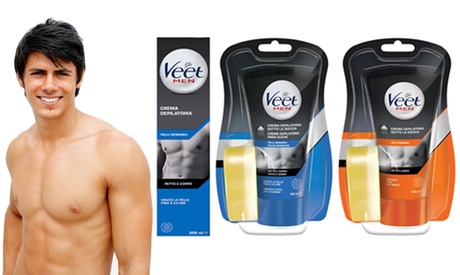 Fino a 6 creme depilatorie Veet Men, disponibili in 3 tipologie e 2 formati