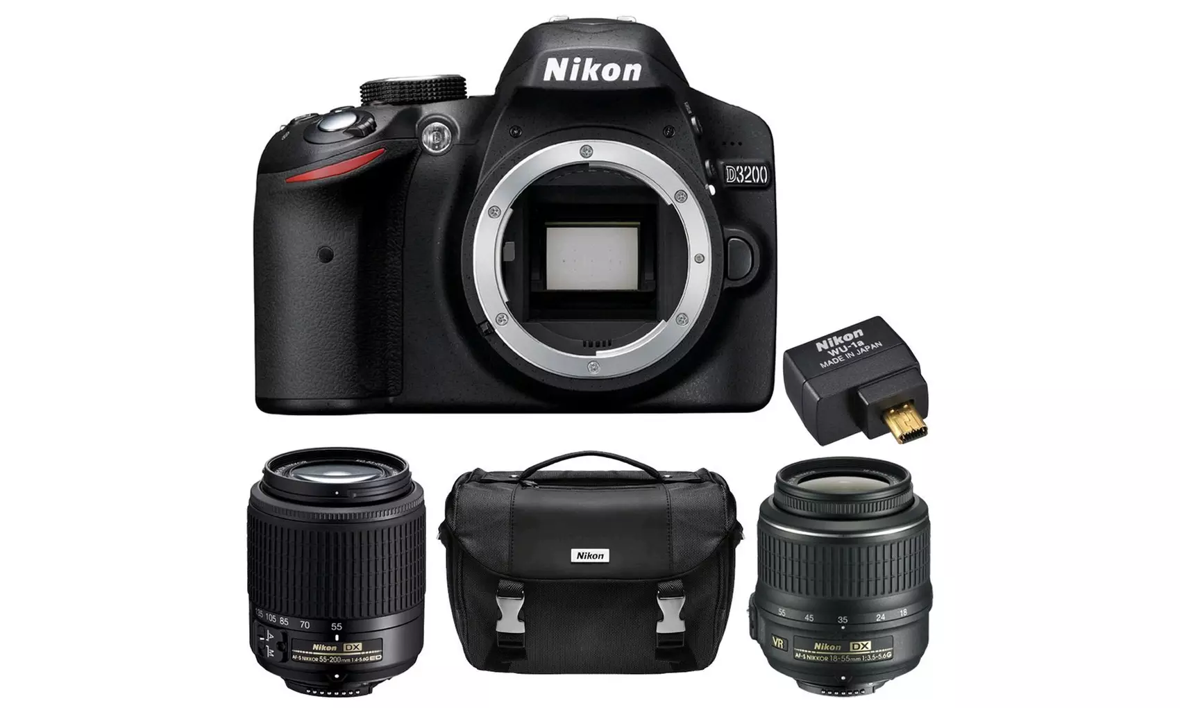Nikon D3200 24.2MP DSLR with Two-Lens Wireless Bundle (Manufacturer Refurbished) - Primary Image