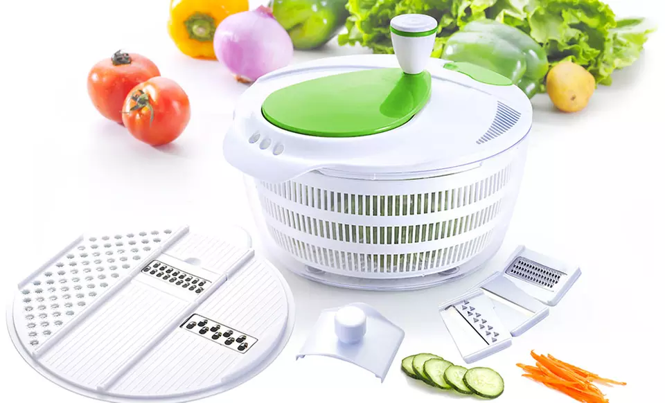7-Piece Salad Maker and Spinner in Black or Green. Free Returns. - Primary Image